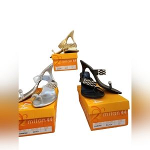 NEVER WORN Gold Sandals With Low Heel and Rhinestones: Size 8